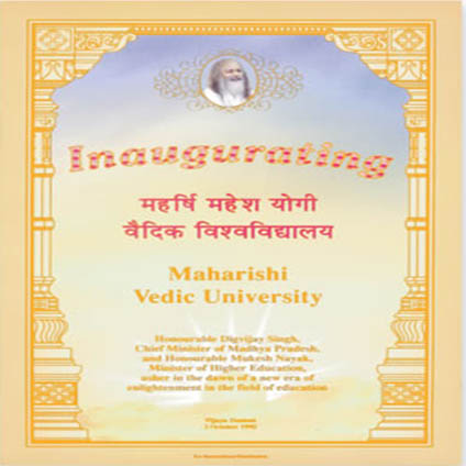 Inaugurating Maharishi Vedic University